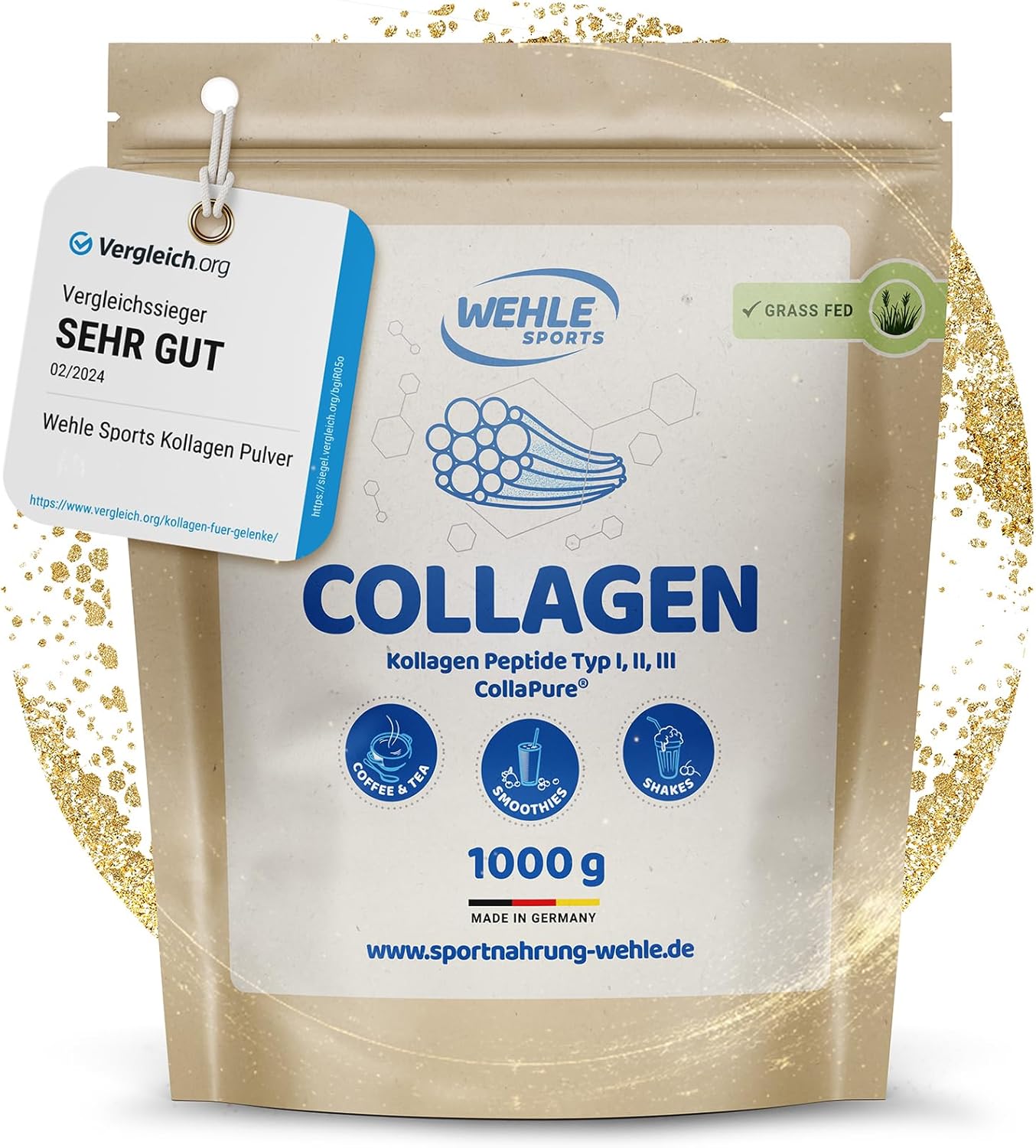 Collagen Pulver 1 Kg – Kollagenhydrolysat Peptide Typ I, II & III